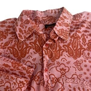 Gitman Bros Shirt Mens Medium Pink Red Bandana Print Button Up Pocket Brazil